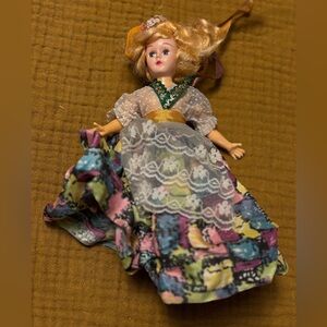 Vintage 50’s-60’s Plastic Sleepy Eyes Doll with Colorful Dress 7.5”